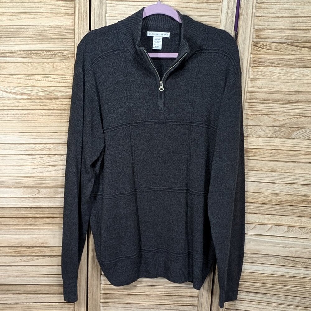 Geoffrey Beene Pullover Dark Gray Quarter-Zip Size XL